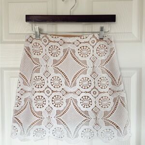 Abercrombie & Fitch White Tan Mini A-Line Skirt